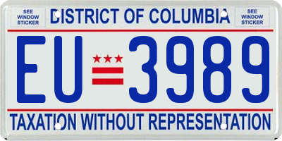 DC license plate EU3989