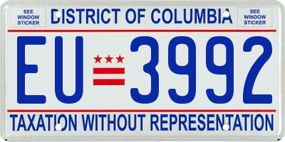 DC license plate EU3992