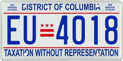 DC license plate EU4018
