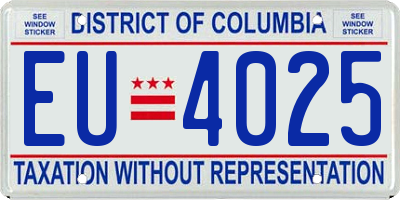 DC license plate EU4025