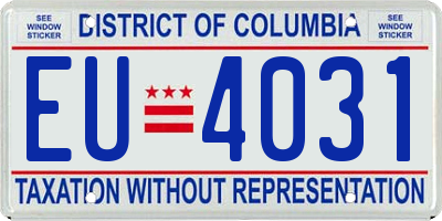 DC license plate EU4031