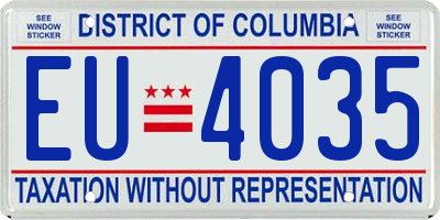 DC license plate EU4035