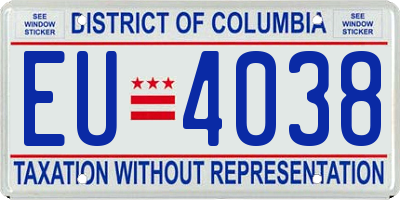 DC license plate EU4038