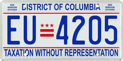 DC license plate EU4205