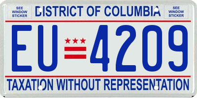 DC license plate EU4209