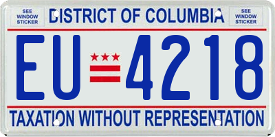 DC license plate EU4218