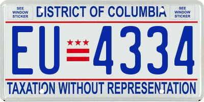 DC license plate EU4334