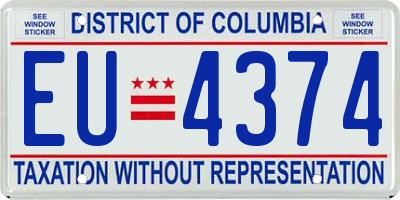 DC license plate EU4374