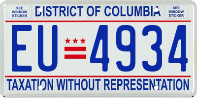 DC license plate EU4934