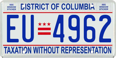 DC license plate EU4962