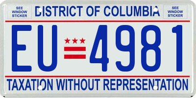 DC license plate EU4981
