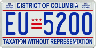 DC license plate EU5200