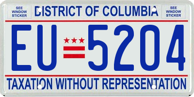 DC license plate EU5204