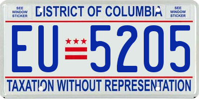 DC license plate EU5205