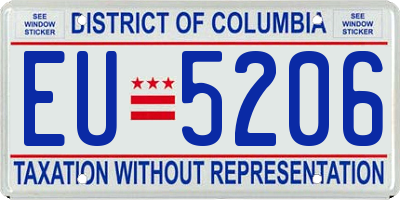 DC license plate EU5206