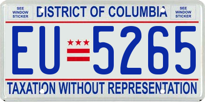 DC license plate EU5265