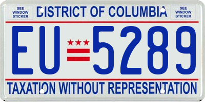 DC license plate EU5289