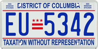 DC license plate EU5342