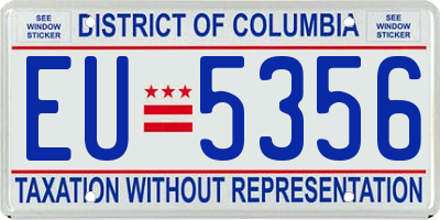 DC license plate EU5356