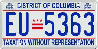 DC license plate EU5363