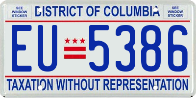 DC license plate EU5386