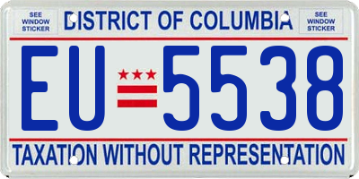 DC license plate EU5538