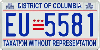 DC license plate EU5581