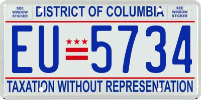 DC license plate EU5734