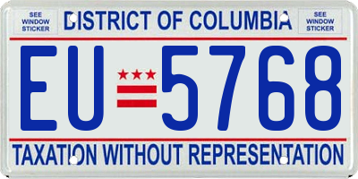 DC license plate EU5768