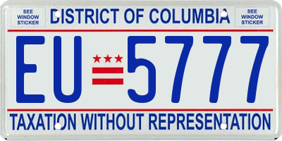 DC license plate EU5777