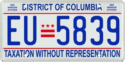 DC license plate EU5839