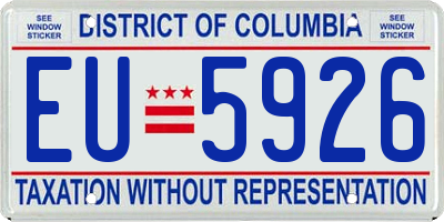 DC license plate EU5926