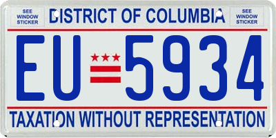DC license plate EU5934