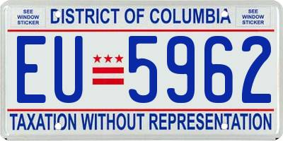 DC license plate EU5962