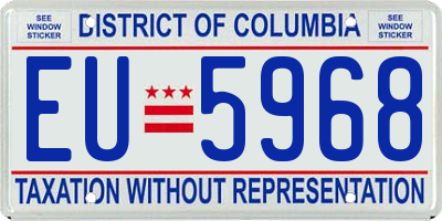 DC license plate EU5968