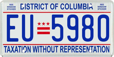 DC license plate EU5980