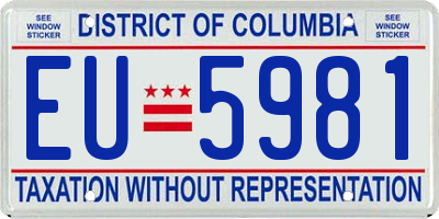 DC license plate EU5981
