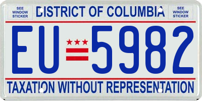 DC license plate EU5982