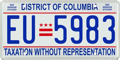 DC license plate EU5983