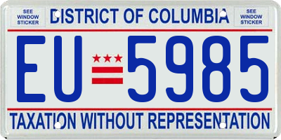 DC license plate EU5985