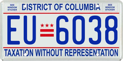 DC license plate EU6038