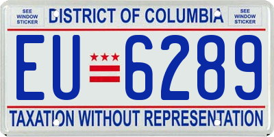 DC license plate EU6289