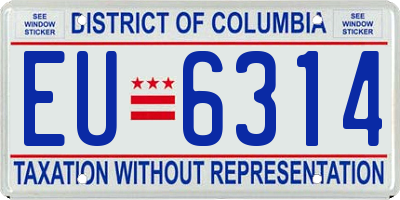 DC license plate EU6314