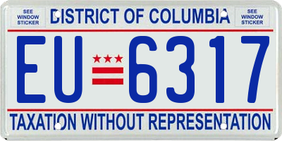 DC license plate EU6317