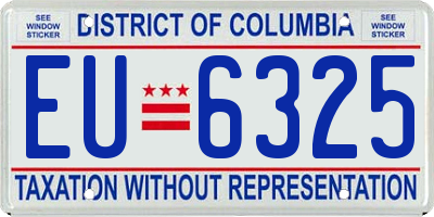 DC license plate EU6325