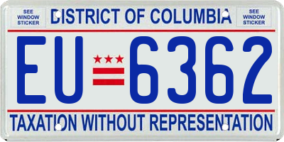 DC license plate EU6362