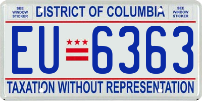 DC license plate EU6363