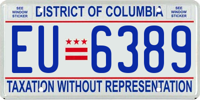 DC license plate EU6389