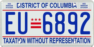 DC license plate EU6892