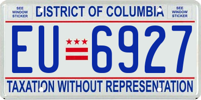 DC license plate EU6927